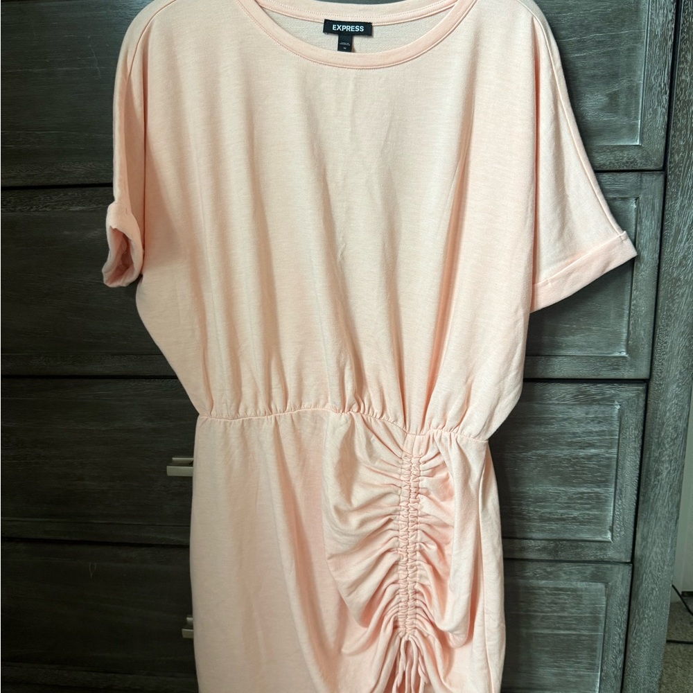 Express Light Peach Gathered Dress